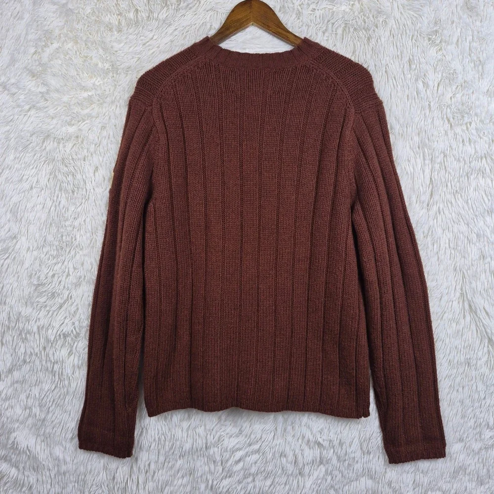 Vtg Abercrombie Fitch Type AF Wool Blend Ribbed V-Neck Sweater Burgundy Mens M
